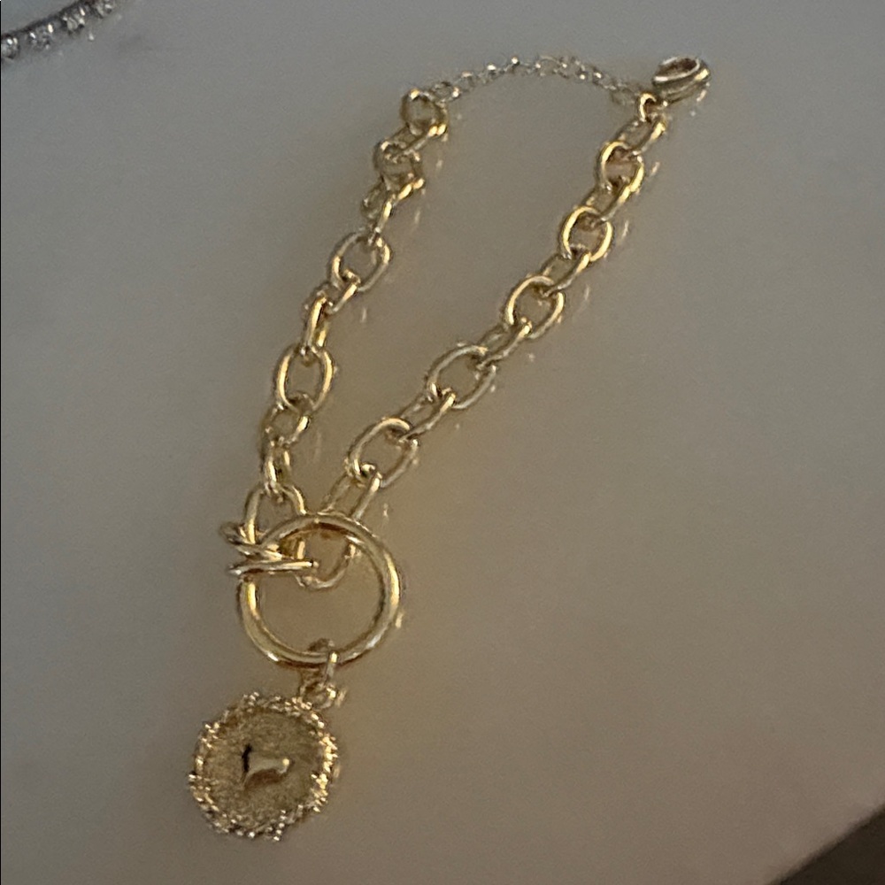 NEW 14k Gold Plated Pendant CHARM Bracelet 72 - Picture 2 of 4